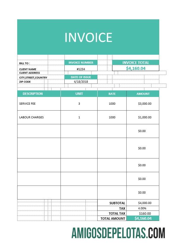 para download Modelo de fatura de serviço comercial